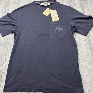 NWT Scotch & Soda Amsterdam Mens T Shirt Small S Navy Blue Camisa Pocket Tee